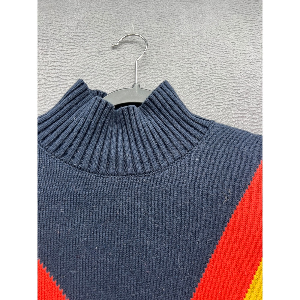 Maeve Anthropologie Colorblock Chevron Tie Side Sweater Vest Navy Tan XS/S - Picture 2 of 10